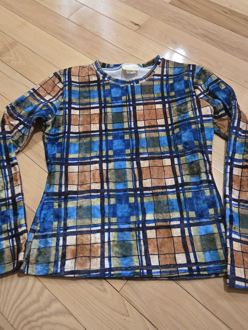 90s Velvet Aspen Body Plaid Top Medium